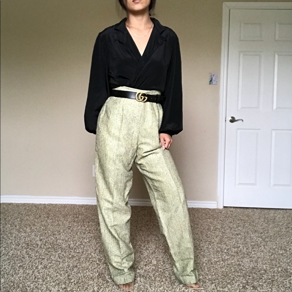 Tweed high waisted tapered trousers